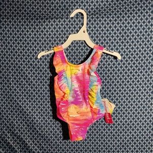 Penelope Mack- Girls multicolored swim suit with gold writing. New. Size - 12M
